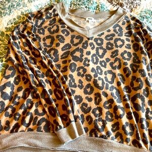 BKE long sleeve leopard print oversized shirt